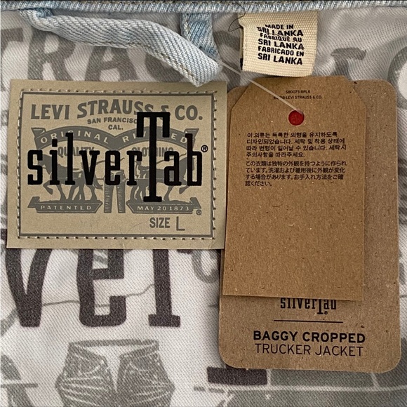 Levi's Silvertab Light Wash Cropped Trucker Jacket Women's Size Large, BRAND NEW - Picture 6 of 10